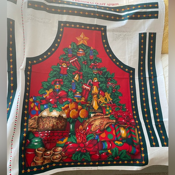 Cut N Sew Christmas Apron Christmas Feast By David Textiles English Collection - Picture 2 of 6